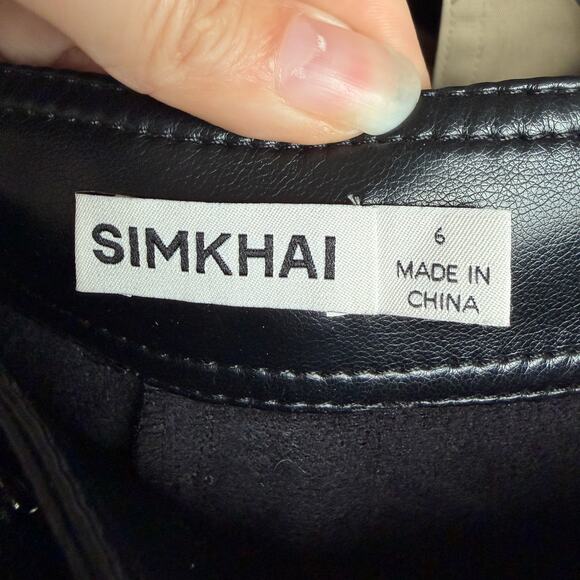 SIMKHAI Chace Vegan Leather High Rise Shorts in Black Size 6 - Picture 4 of 5